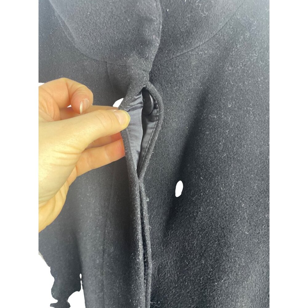Talbots Women's XL 16/18 Wool Blend A-Line Car Coat Funnel Neck Black Longline - Picture 4 of 7